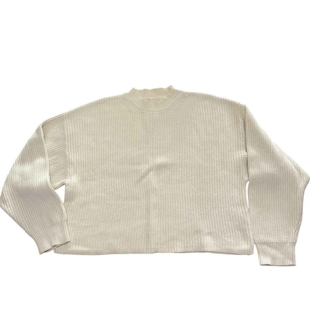 EUC Leni Klein About You Cream Ribbed Mock Neck Long Sleeve Sweater Size L